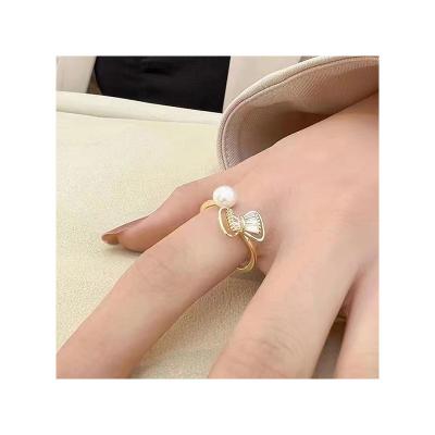 China FASHIONABLE Wholesales Pearl 925 Sterling Silver Special Elegant Minimalist Opening Ring Adjustable for sale