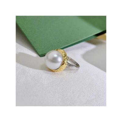 China Factory Direct Sales FASHIONABLE Bohemian Style Natural Freshwater Pearl 925 Sterling Silver Big Ring for sale