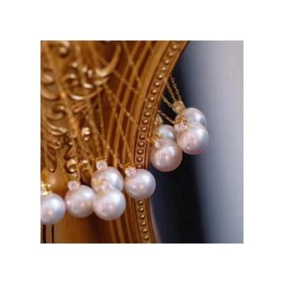 China Other High Quality Round Straight Hole Choker Filled Pearl Station Chain Freshwater Necklace for sale