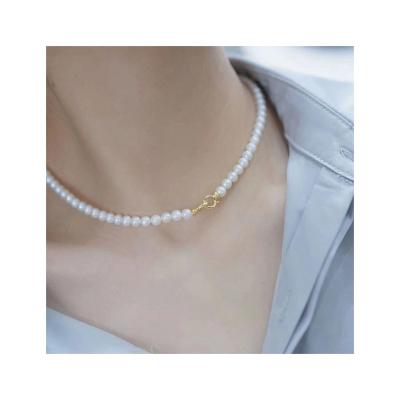 China Other New Design Silver Freshwater Pearl Necklace 925 Sterling Necklace Jewelry Pendants Natural Loop Pearl Necklace for sale