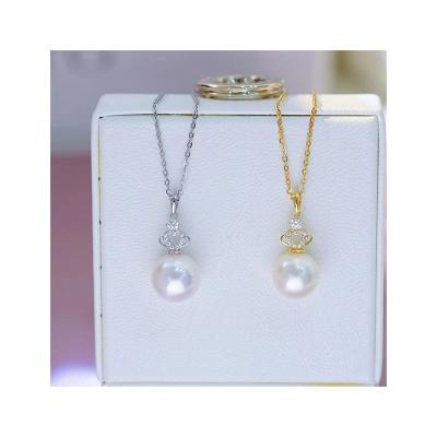 China Other Cheap Gorgeous Natural Freshwater Pearl Necklace 925 Silver Pendant Necklace Crystal Bright Dazzling Simple Price Style for sale