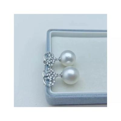 China FASHIONABLE Micro-inlaid Natural Freshwater Pearl S925 Silver Stud Earrings Small Cool Zircon Ear Jewelry for sale