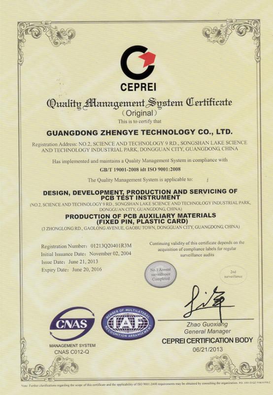 ISO9001:2008 - GUANGDONG ZHENGYE   TECHNOLOGY CO.,LTD.