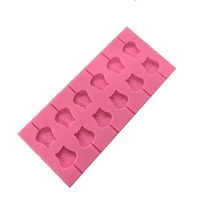 China Viable Wholesale Custom Cavaties Bear Shape Food Grade 12 Candy Mold Handmade Silicone Lollipop Molds for sale