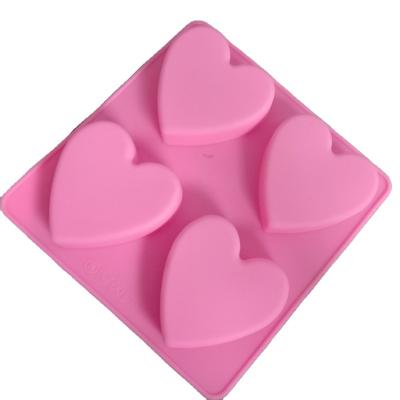 China Sustainable 4 Cavity DIY BPA Free Heart Shaped Soap Mold By Silicone for sale