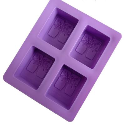 China Viable Handmade Happy Tree Soap Mold Diy Oval Soap Mold 4 Cavity Silicone Molds For Soap for sale