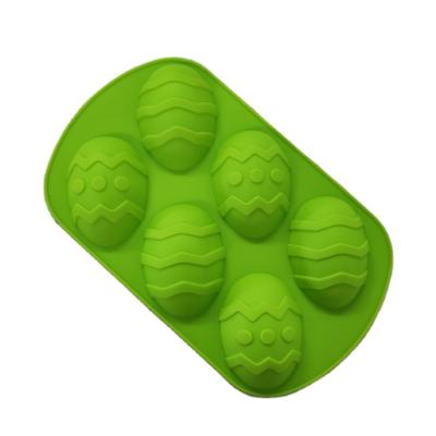 China Wholesale DIY 6 Holes Size Easter Egg Cake Candy Mold Silicone Viable Baking Cake Larger for sale