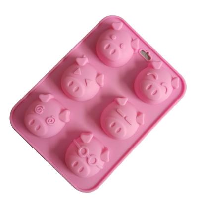 China Factory direct viable 6 cavity emoticons food grade silicone pig silicone mold baking main direct viable for sale