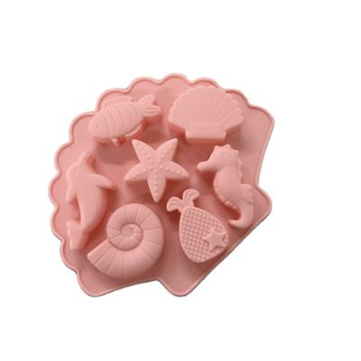 China Viable Wholesale Sea Animals Designs Cake Decorating Tool Silicone Mold For Cake Pink for sale