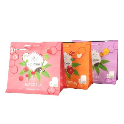 China Custom Plastic Mylar Moisture Proof Aluminum Foil Stand Up Black Tea Green Tea Packaging Bag With Zippers Soft Packaging for sale