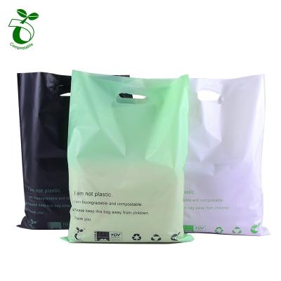 China Shopping Plastic Bag Wholesale White Shopping Bags With Handle 100% Compostable Cornstarch PLA Bags Eco Friendly Biodegradable Plastic Bags for sale