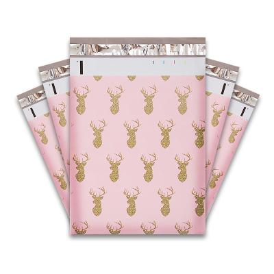 China Light Pink Self Adhesive Clothing Mailing Mailers Waterproof Non-Toxic Eco-Friendly Reindeer Poly Bags Pack Of 50 Envelope Plastic Mailing Bags for sale