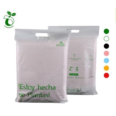 China Wholesale White Adhesive Seal Poly Mailer With Handle 100% Cornstarch Compostable PLA Bags Eco Friendly Biodegradable Plastic Bags for sale