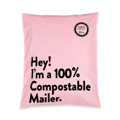 China shoes & 100% poly apparel logo eco friendly transportation plastic pink compostable mailer bag custom biodegradable shipping bag for sale