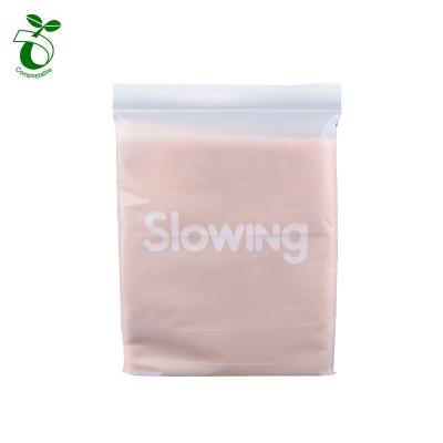 China Wholesale BIODEGRADABLE Self Seal Frosted Clothing Bags 100% Cornstarch PLA PBAT Eco Friendly Biodegradable Ziplock Bags for sale