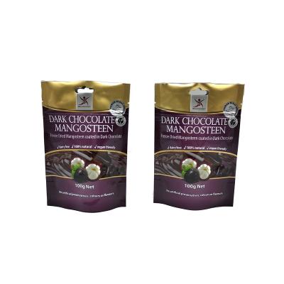 China Moisture Proof Foil Laminated Plastic Bags Food Grade Custom Standing Zipper Lock Packaging Bags For Dark Chocolate Mangosteen for sale