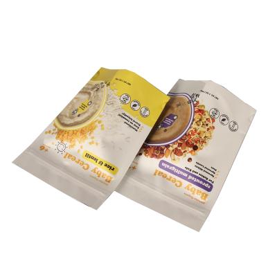 China Food Grade Baby Cereal Moisture Proof Packaging Bags 7 Ounce Zipper Top Foil Backing UP Mylar Bags Pack Sprouted Rice/Lentil/Multigrain for sale