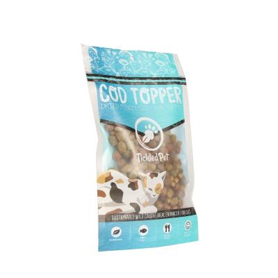 China Customized Environmental Zipper Moisture Proof Doggie Bag With Window Food Grade 3 Side Seal Food Packaging Bag For Cat Food And Snack for sale