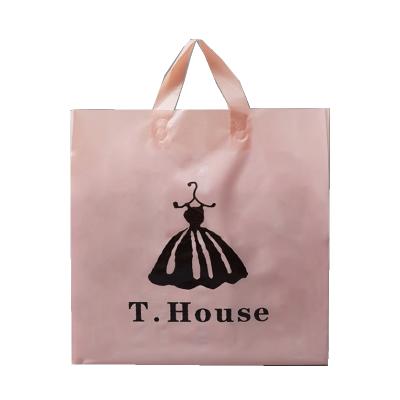 China Recyclable Wholesale Custom Printing Plastic Merchandise Shopping Bags With Logos Luxury Pink Bags For Women Shopping for sale