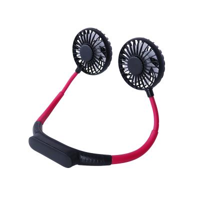 China Hot Sales Mini New Mini Lazy Neck Fan With LED Double Head Wind USB Handheld Mini Fan for sale