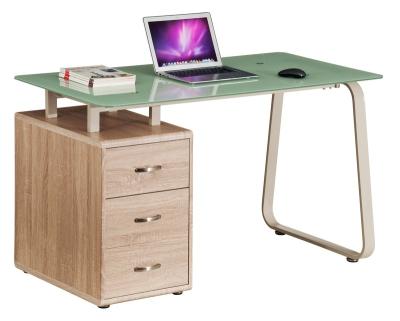 China Cooling Multifunction MDF And Glass Computer Desk With 3 Big Drawers for sale