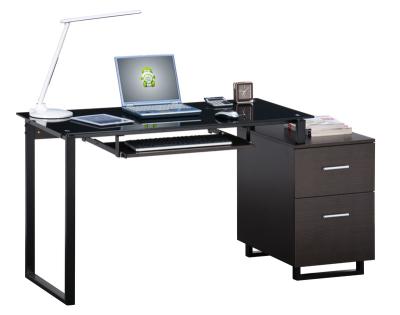 China Cooling Multifunction MDF And Glass Computer Desk With Drawers And Main Board for sale