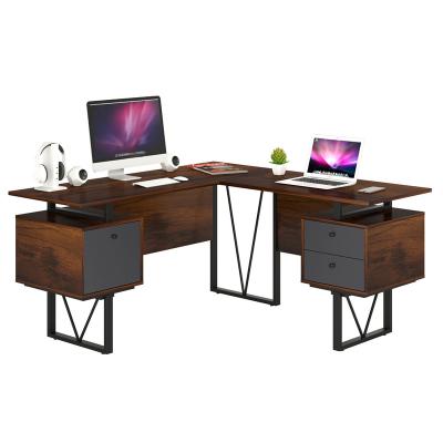 China PC Desktop Computer Table Desk Long L Shaped Design With Drawer for sale