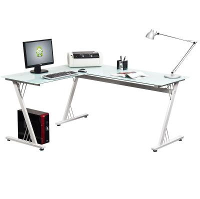 China Multi-Function Simple Corner Computer Desk L-shape Desk Table Glass Workstation Home Office Home Office for sale