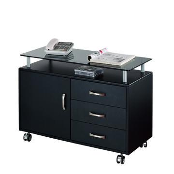 China Environmental Friendly Black Glass Office Lateral Movable Filing Cabinet With Metal Handles for sale