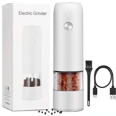 China Viable Automatic Mini Portable Grinder Salt And Pepper Grinder Electric USB Rechargeable Pepper Grinder With LED Light for sale