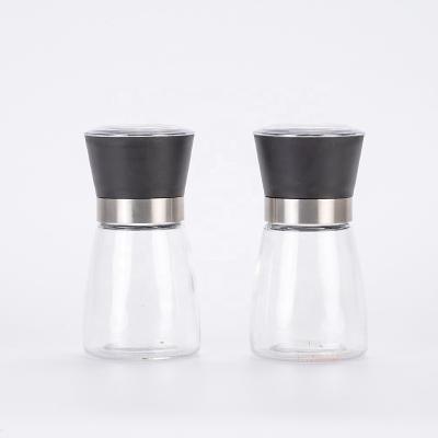 China Stored Glass Shakers Home Premium Adjustable Ceramic Manual Sea Salt Salt Pepper Grinder for sale