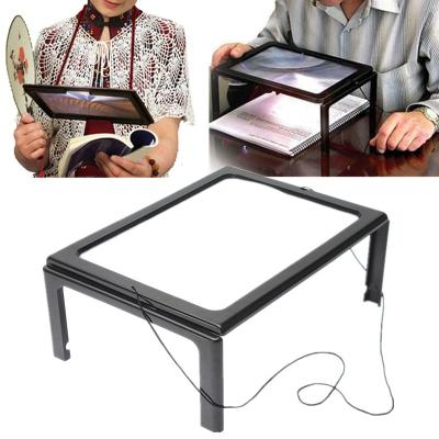 China Large Foldable Hands Free Desktop Magnifier with Light/Full Led Leaflet Reading Magnifier for Elderly for sale