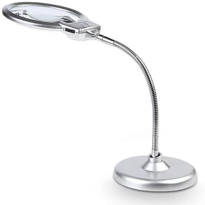 China Plastic Adjustable Desk Magnifying Lamp With LED Light For Children Elderly for sale