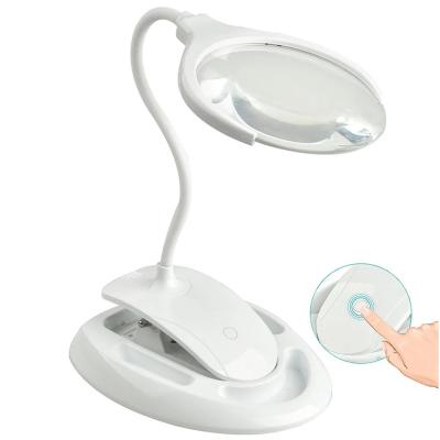 China 3X 8X Fiber Acrylic Magnifying Lamp , LED Flexible Foldable Desktop Magnifying Lamp for sale