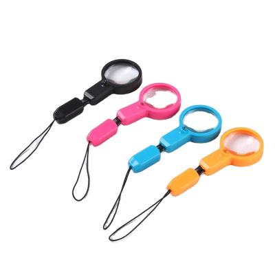 China ABS+ Mini LED Magnifier Key Chain Magnifying Glass Multifunctional High-definition Mobile Phone Pendant Magnifier for sale