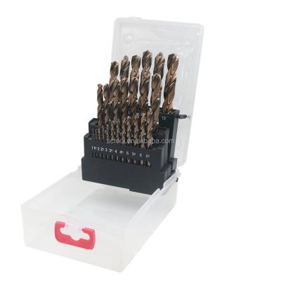 China 25pcs cast iron set hss M35 drill bits with cobalt twist stainless steel drill bits HSS6542 or hss4241 for metal drilling for sale