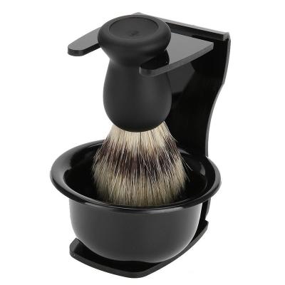 China Durable Black Acrylic Shaving Brush Set Grooming Kit For Men Shaving Beard Soap Bowl Cream for sale