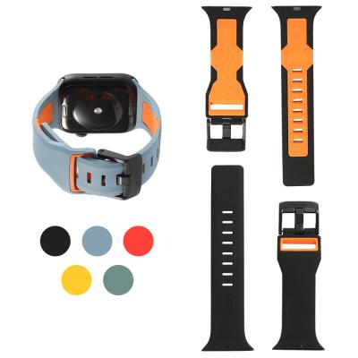 China Soft Silicone Watch Band Double-color Silicone Replacement Band Strap For Apple Watch Band Series All Models 6 5 4 3 2 1 For Iwatch 38 40 42 44 mm for sale