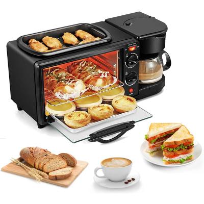 China Household 3 in 1 Breakfast Makers Multifuctional Machine with Coffee Maker Toast Oven Pan for sale