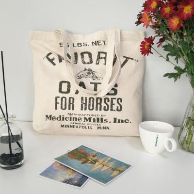 China Natural White Handled Cotton Canvas Shopping Bag Customized Item Style Packing Logo Pattern Food Promotion Gift Souvenir for sale