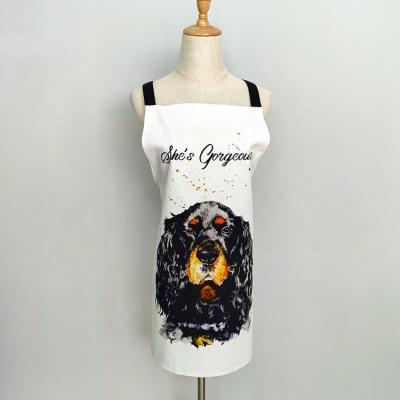 China Large 55*73cm Popular High Quality Dog Head Design Digital Printing 100% Cotton Apron for sale