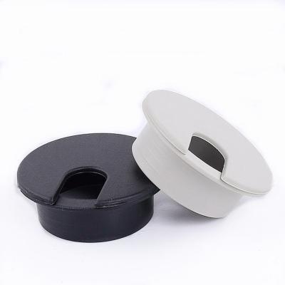 China Furniture Hardware Easy Installation Conference Table Cable Grommet Black Round Computer Desk Plastic Grommet for sale