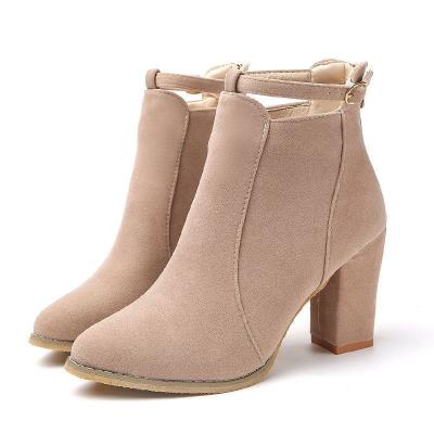 China 2021 recyclable autumn and winter new women's shoes All-matching high heel suede women's boots headed women for sale