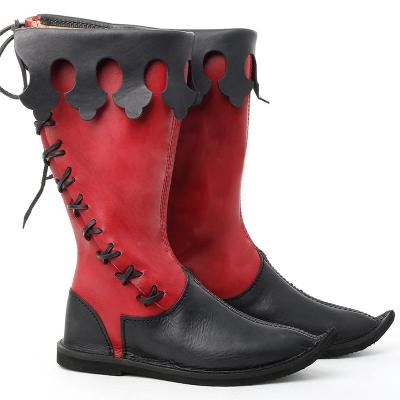 China Recyclable Cosplay Mid-calf Flat Boots For Commander Foreign Trade Gothic High Leg Boot for sale