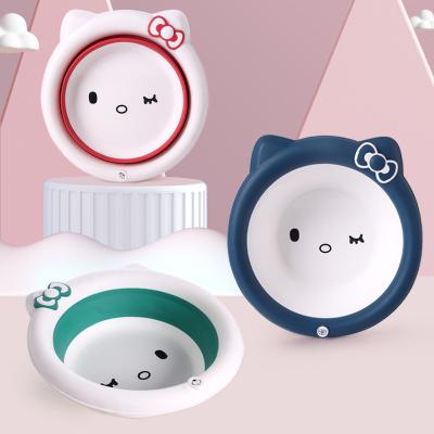 China Polypropylene (PP) Children's Basin Baby Face Sink Newborn Children's Products Cartoon Folding Baby Basin for sale