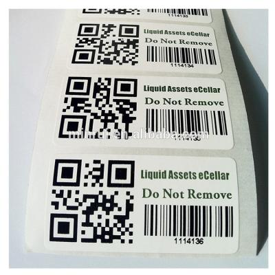 China Custom permanent adhesive destructible barcode label with qr code for sale