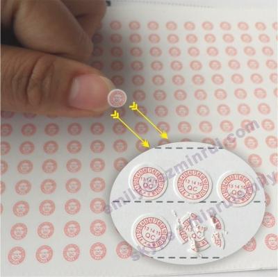 China Custom anti-counterfeit tear up unnecessary QC pass seals, tamper evident QC PASS stickers, calibration vacuum seal stickers for sale