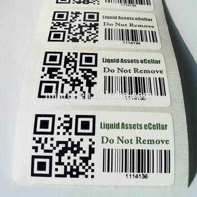 China Custom Destructible Barcode Sticker Security Tamper Proof Barcode Sticker for sale