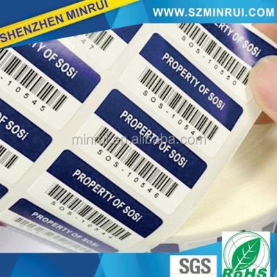 China Security / Barcode Stickers Tamper Labels and QR Code Visible Label in Roll or on Sheets, Self Barcode and Destructive Adhesive QR Code Stickers for sale