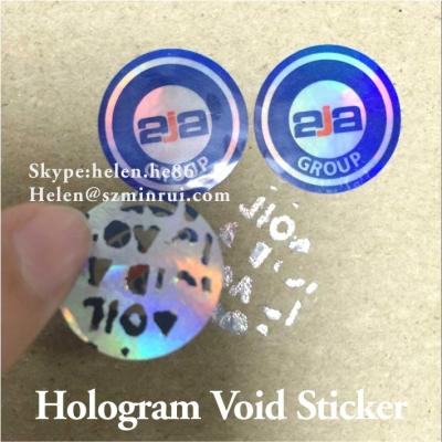 China Custom Round Hologram Hologram Void Stickers in Rolls for Handheld Labeling Machine , Laser Vacuum Labels Printing with Logo for sale